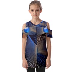 Abstract Background Pattern Fold Over Open Sleeve Top by Cowasu