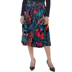 Japanese Graffiti Classic Velour Midi Skirt  by Cowasu