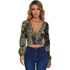 Realtree Camo Seamless Pattern Long Sleeve Deep-v Velour Top by Cowasu