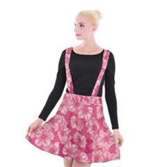 Cute Pink Sakura Flower Pattern Suspender Skater Skirt by Cowasu