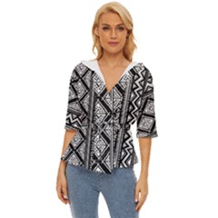 Tribal African Pattern Lightweight Drawstring Hooded Top by Cowasu