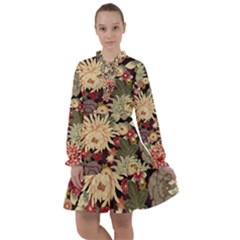 Japanese Flower Art All Frills Chiffon Dress by Cowasu