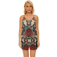 Skull Grateful Dead Phone Gratefuldead V-neck Satin Pajamas Set by Cowasu