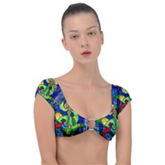 Beauty Stained Glass Rose Cap Sleeve Ring Bikini Top by Cowasu