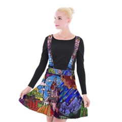 Beauty Stained Glass Castle Building Suspender Skater Skirt by Cowasu