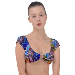 Beauty Stained Glass Castle Building Cap Sleeve Ring Bikini Top by Cowasu