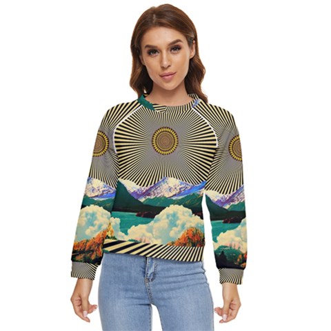 Surreal Art Psychadelic Mountain Women s Long Sleeve Raglan Tee by Cowasu