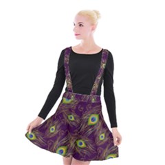 Peacock Feathers Pattern Suspender Skater Skirt by Cowasu