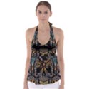 Skull Death Mosaic Artwork Stained Glass Babydoll Tankini Top View1