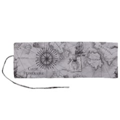 Vintage Cartography Atlas Nautical Map Roll Up Canvas Pencil Holder (m) by Cowasu