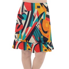 Colorful Abstract Fishtail Chiffon Skirt by Jack14