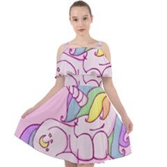 Unicorn Stitch Cut Out Shoulders Chiffon Dress by Bangk1t