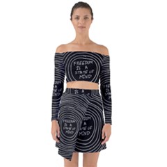 Psychedelic Art Freedom Is A State Of Mind Trippy Quotes Off Shoulder Top With Skirt Set by Bangk1t