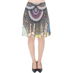 Vintage Trippy Aesthetic Psychedelic 70s Aesthetic Velvet High Waist Skirt by Bangk1t