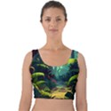 Rainforest Jungle Cartoon Animation Background Velvet Crop Top View1