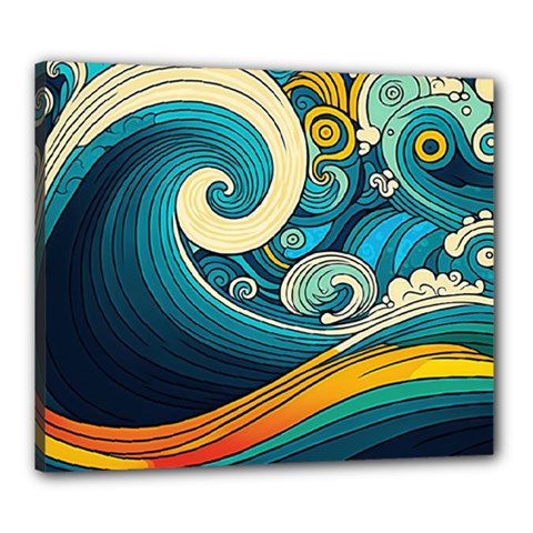 Waves Wave Ocean Sea Abstract Whimsical Abstract Art Canvas 24  X 20  (stretched) by Ndabl3x