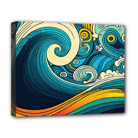 Waves Wave Ocean Sea Abstract Whimsical Abstract Art Deluxe Canvas 20  X 16  (stretched) by Ndabl3x