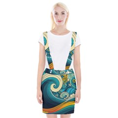 Waves Wave Ocean Sea Abstract Whimsical Abstract Art Braces Suspender Skirt by Ndabl3x
