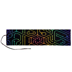 Circuit Hexagonal Geometric Pattern Background Pattern Roll Up Canvas Pencil Holder (l) by Ndabl3x