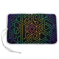 Circuit Hexagonal Geometric Pattern Background Pattern Pen Storage Case (s) by Ndabl3x