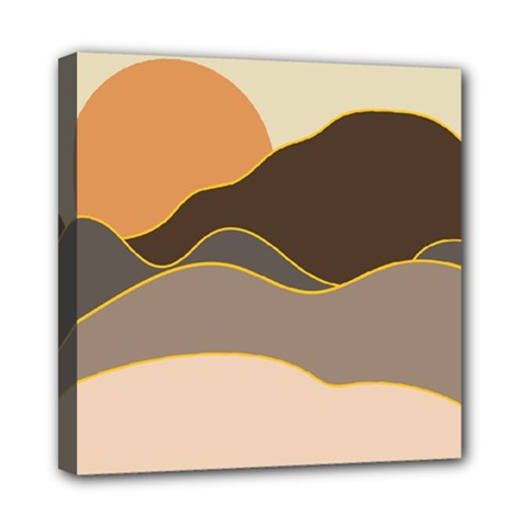 Boho Bohemian Hills Nature Drawing Mini Canvas 8  X 8  (stretched) by Ndabl3x