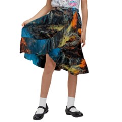 Castle Fantasy Kids  Ruffle Flared Wrap Midi Skirt by Ndabl3x