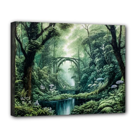 River Forest Wood Nature Canvas 14  X 11  (stretched) by Ndabl3x