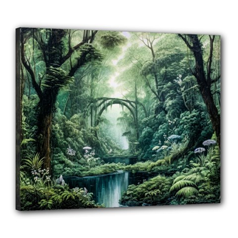 River Forest Wood Nature Canvas 24  X 20  (stretched) by Ndabl3x