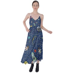 Cat Cosmos Cosmonaut Rocket Tie Back Maxi Dress by Cowasu