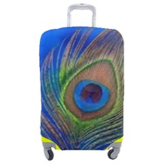 Blue Peacock Feather Luggage Cover (medium) by Amaryn4rt