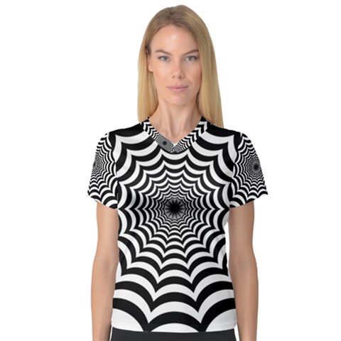 Spider Web Hypnotic V-neck Sport Mesh Tee by Amaryn4rt