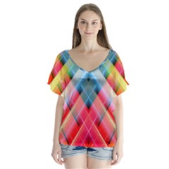 Graphics Colorful Colors Wallpaper Graphic Design V-neck Flutter Sleeve Top by Amaryn4rt