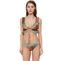 Twilight Sunset Sky Evening Clouds Low Cut Ruffle Edge Bikini Set by Amaryn4rt