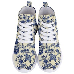 Vintage Blue Drawings On Fabric Women s Lightweight High Top Sneakers by Amaryn4rt