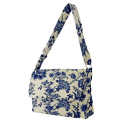 Vintage Blue Drawings On Fabric Full Print Messenger Bag (m) by Amaryn4rt