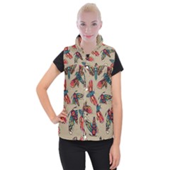 Tattoos Colorful Seamless Pattern Women s Button Up Vest by Amaryn4rt