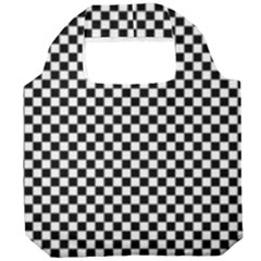 Black And White Checkerboard Background Board Checker Foldable Grocery Recycle Bag by Amaryn4rt