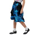 Digitally Created Blue Flames Of Fire Kids  Ruffle Flared Wrap Midi Skirt View2