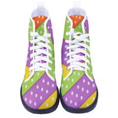 Colorful Easter Ribbon Background Kid s High-top Canvas Sneakers by Simbadda