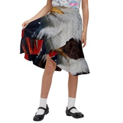 Fourth Of July Independence Day Usa American Pride Kids  Ruffle Flared Wrap Midi Skirt by Ravend