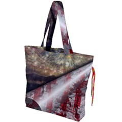 Independence Day Background Abstract Grunge American Flag Drawstring Tote Bag by Ravend