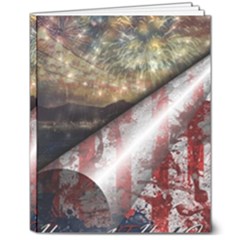 Independence Day Background Abstract Grunge American Flag 8  X 10  Softcover Notebook by Ravend