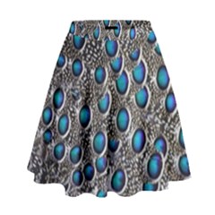 Peacock Pattern Close Up Plumage High Waist Skirt by Celenk