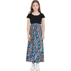 Peacock Pattern Close Up Plumage Kids  Flared Maxi Skirt by Celenk