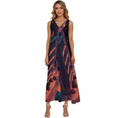 Abstract Landscape Landmark Town City Cityscape V-neck Sleeveless Loose Fit Overalls by Vaneshop
