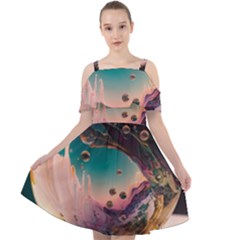 Crystal Ball Glass Sphere Lens Ball Cut Out Shoulders Chiffon Dress by Vaneshop