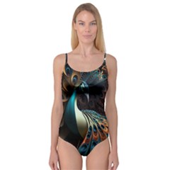 Colorful Peacock Bird Feathers Camisole Leotard  by Vaneshop