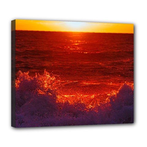 Sea Beach Sunset Sunrise Twilight Deluxe Canvas 24  X 20  (stretched) by Vaneshop