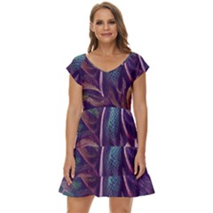 Abstract African Art Pattern Short Sleeve Tiered Mini Dress by Vaneshop