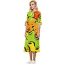 Fruit Food Wallpaper Bow Sleeve Chiffon Midi Dress View2